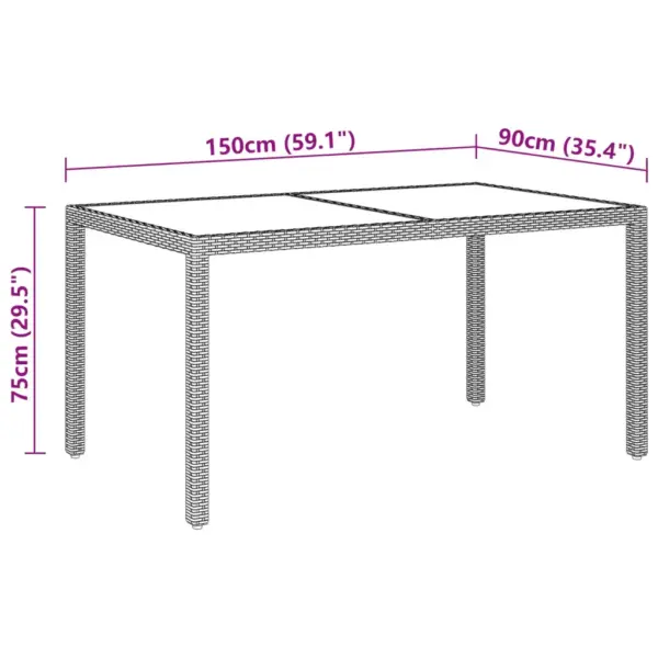 5-osaline beež polürotangist aiamööbli komplekt, klaasplaadiga laud 150 x 90 cm – 8