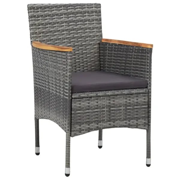 5-osaline aiamööbli komplekt, hall polürotang ja akaatsiapuit, laud 80 x 80 cm – 6
