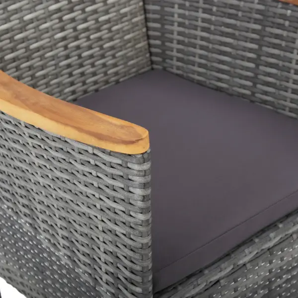 5-osaline aiamööbli komplekt, hall polürotang ja akaatsiapuit, laud 80 x 80 cm – 9