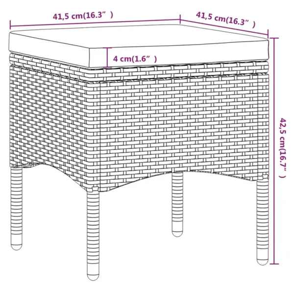 5-osaline hall aiamööbli komplekt polürotangist, karastatud klaasist lauaplaadiga, laud 80 x 80 x 75 cm – 11