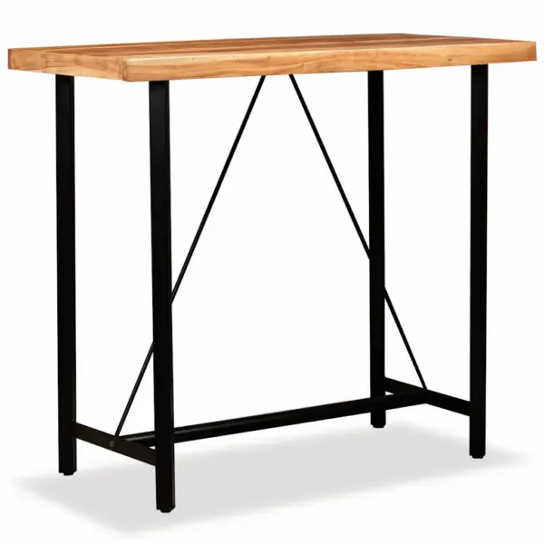 5-osaline industriaalstiilis baarikomplekt, India roosipuidust baarilaud 120 x 60 x 107 cm ja ehtsast nahast ning purjeriidega baaripukid - 2