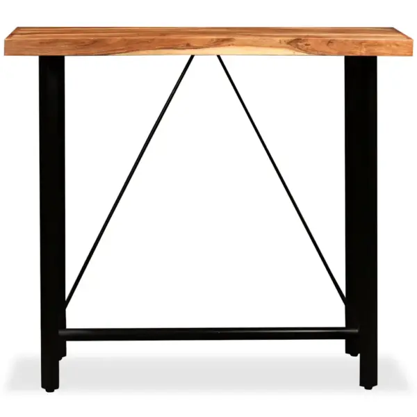 5-osaline industriaalstiilis baarikomplekt, India roosipuidust baarilaud 120 x 60 x 107 cm ja ehtsast nahast ning purjeriidega baaripukid - 3