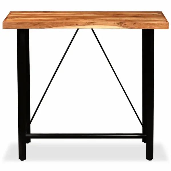 5-osaline industriaalstiilis baarikomplekt, India roosipuidust baarilaud 120 x 60 x 107 cm ja ehtsast nahast ning purjeriidega baaripukid - 6