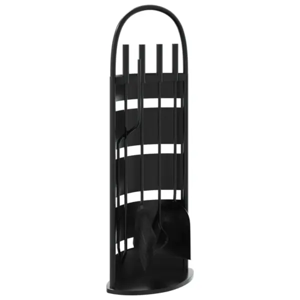5-osaline kaminatööriistade komplekt alusega, must teras, 23 x 15 x 66 cm – 2