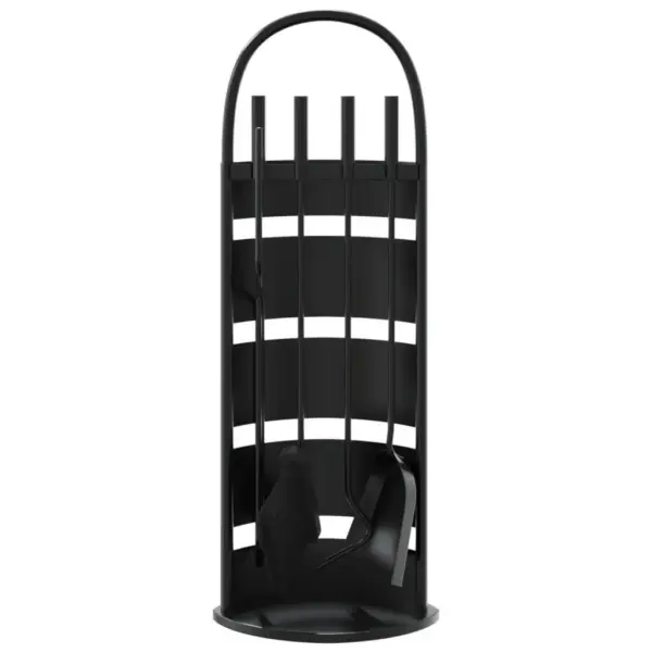 5-osaline kaminatööriistade komplekt alusega, must teras, 23 x 15 x 66 cm – 4
