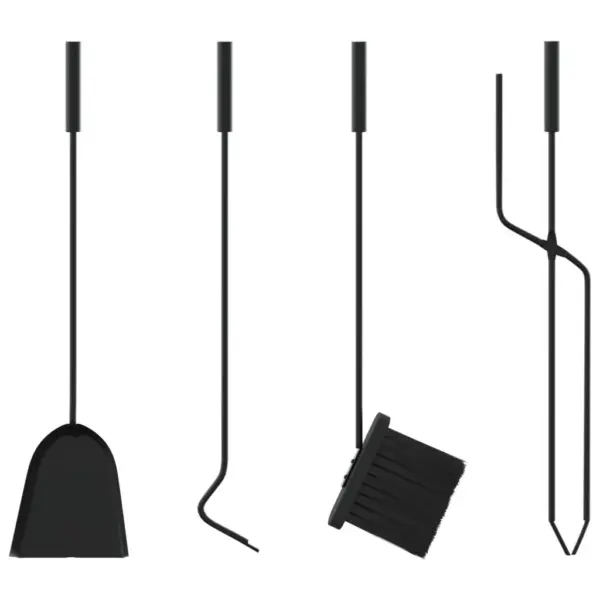 5-osaline kaminatööriistade komplekt alusega, must teras, 23 x 15 x 66 cm – 9