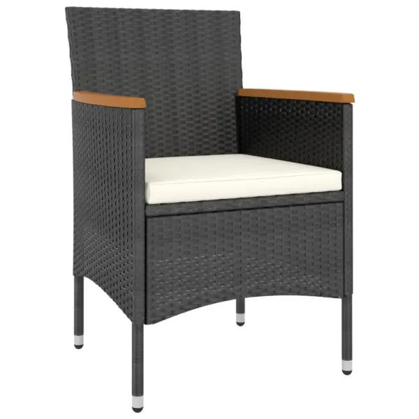 5-osaline aiamööbli komplekt lauaga, must polürotang, akaatsiapuidust detailid – 3