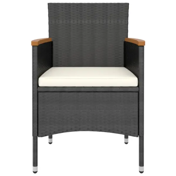 5-osaline aiamööbli komplekt lauaga, must polürotang, akaatsiapuidust detailid – 4