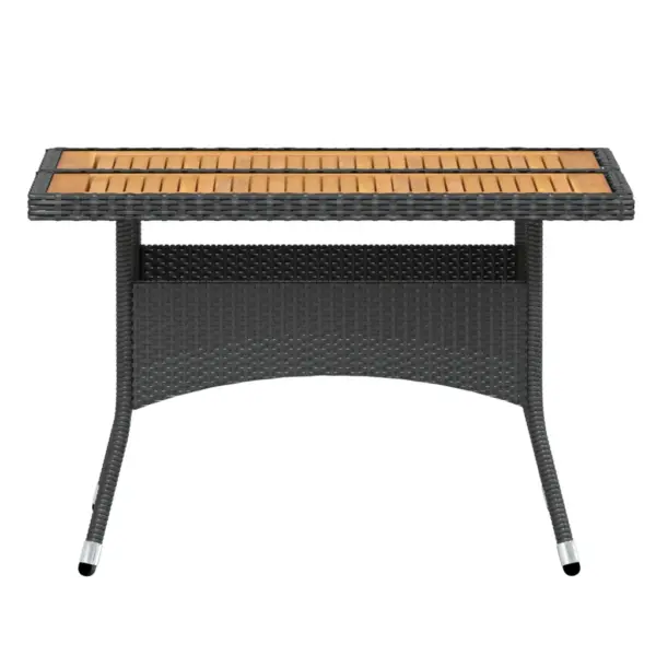 5-osaline aiamööbli komplekt lauaga, must polürotang, akaatsiapuidust detailid – 8
