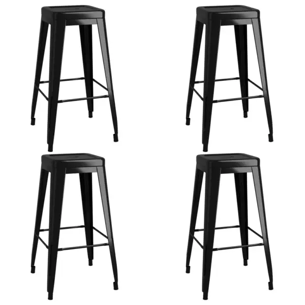 5-osaline baarikomplekt, must, MDF-baarilaud ja virnastatavad metallist baaripukid – 6