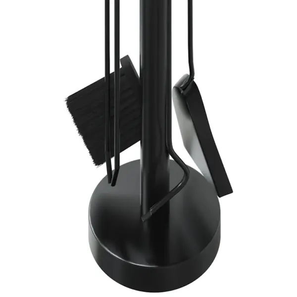 Kompaktne 5-osaline kaminatööriistade komplekt alusega, must teras, 18 x 56 cm – 8