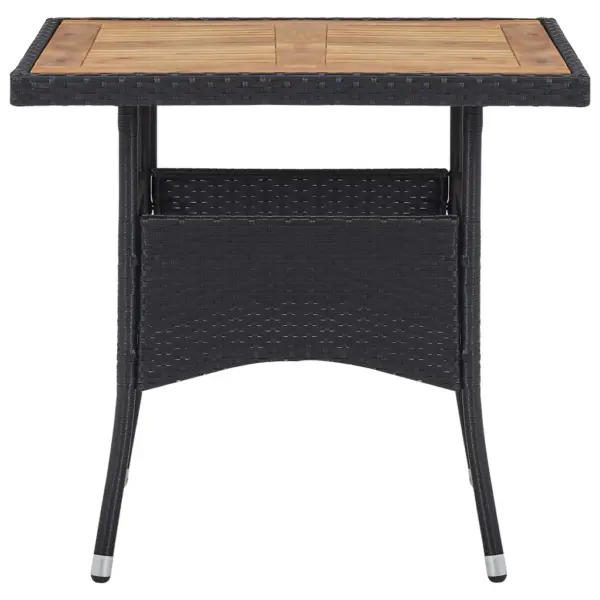 5-osaline aiamööbli komplekt, must polürotang, akaatsiapuidust lauaplaadiga, laud 80 x 80 cm – 4