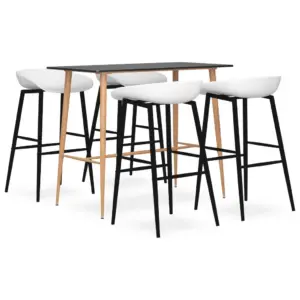 5-osaline baarikomplekt MDF-baarilauaga ja PP-baaripukkidega, must ja valge, laud 120 x 60 x 105 cm