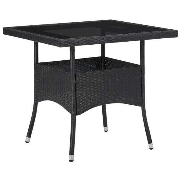 5-osaline aiamööbli komplekt lauaga ja 4 tugitooliga, must polürotang, klaasplaadiga laud 80 x 80 cm – 2
