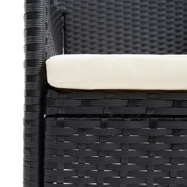 5-osaline aiamööbli komplekt lauaga ja 4 tugitooliga, must polürotang, klaasplaadiga laud 80 x 80 cm – 11