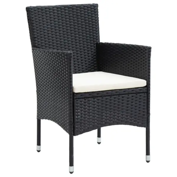 5-osaline aiamööbli komplekt lauaga ja 4 tugitooliga, must polürotang, klaasplaadiga laud 80 x 80 cm – 6