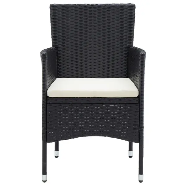 5-osaline aiamööbli komplekt lauaga ja 4 tugitooliga, must polürotang, klaasplaadiga laud 80 x 80 cm – 7