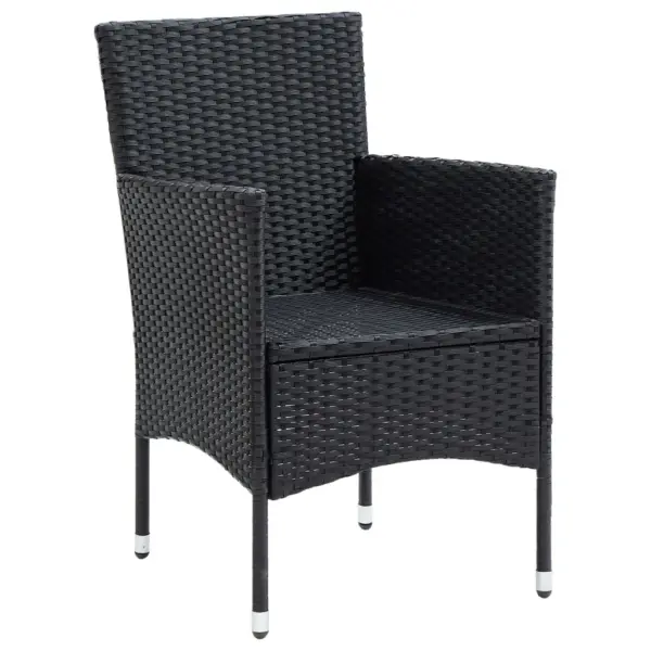 5-osaline aiamööbli komplekt lauaga ja 4 tugitooliga, must polürotang, klaasplaadiga laud 80 x 80 cm – 8