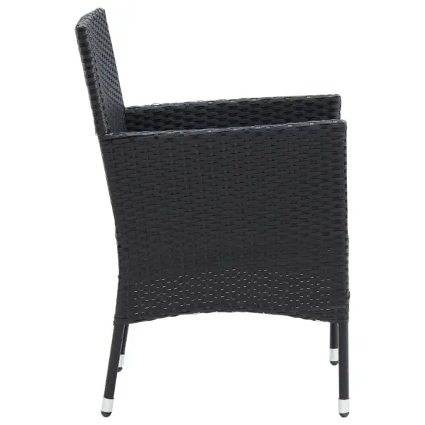 5-osaline aiamööbli komplekt lauaga ja 4 tugitooliga, must polürotang, klaasplaadiga laud 80 x 80 cm – 9