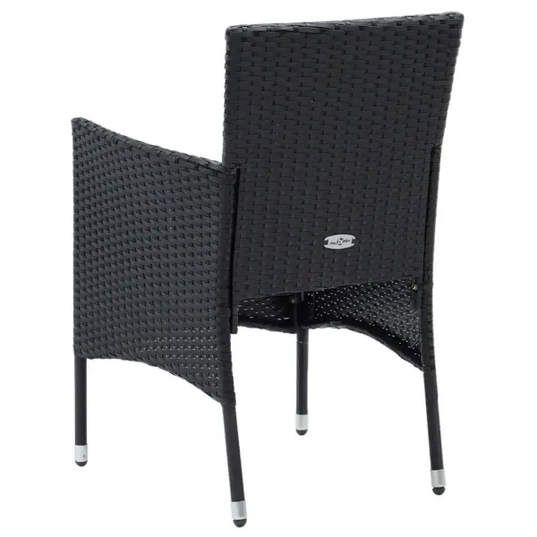 5-osaline aiamööbli komplekt lauaga ja 4 tugitooliga, must polürotang, klaasplaadiga laud 80 x 80 cm – 10