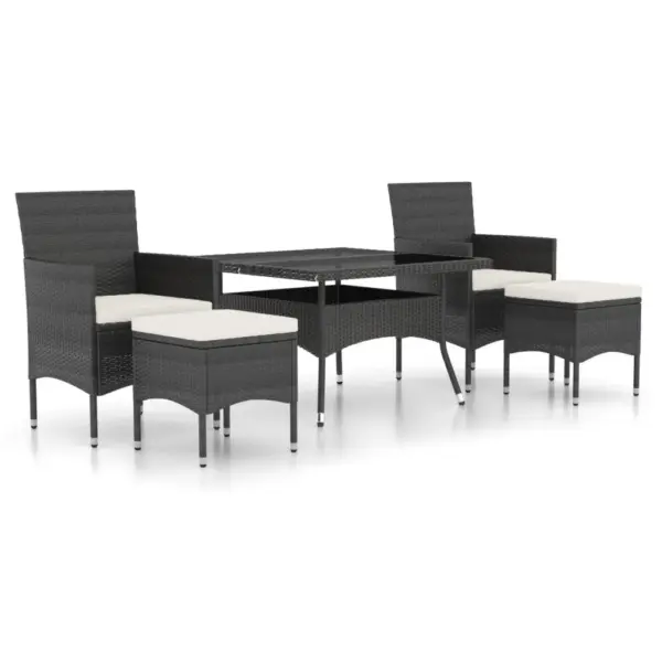 5-osaline must polürotangist aiamööbli komplekt karastatud klaasplaadiga laud 120 x 120 cm – 2