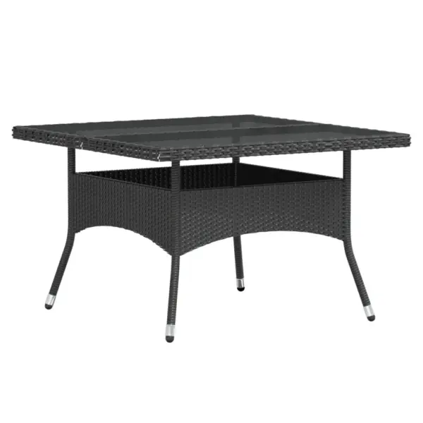 5-osaline must polürotangist aiamööbli komplekt karastatud klaasplaadiga laud 120 x 120 cm – 7