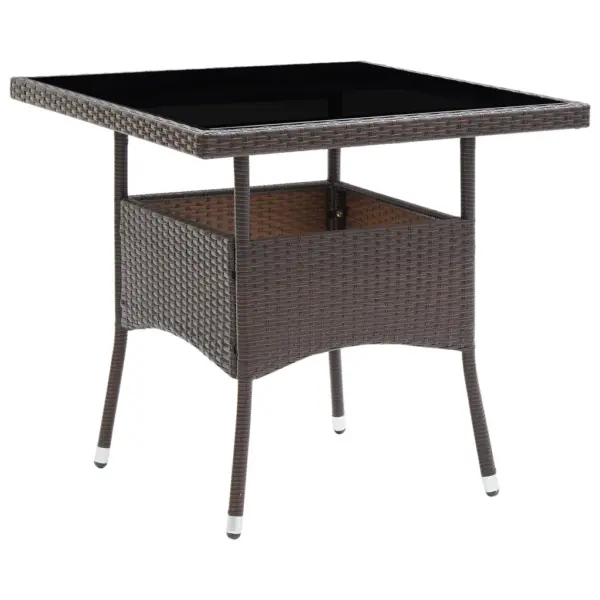 5-osaline pruun polürotangist aiamööbli komplekt klaaslauaga, laud 80 x 80 cm – 2