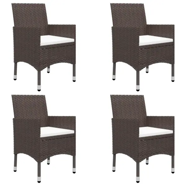 5-osaline pruun polürotangist aiamööbli komplekt klaaslauaga, laud 80 x 80 cm – 5