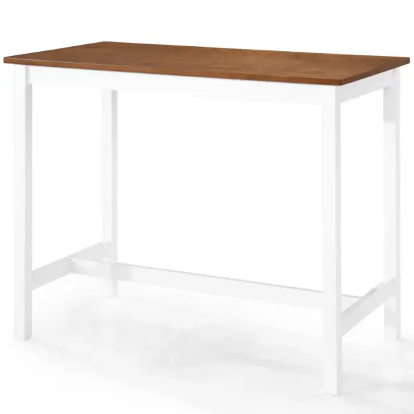 5-osaline baarilaua ja baaripukkide komplekt, pruun-valge, MDF lauaplaat ja täispuidust raam, laud 108 x 60 x 91 cm – 5