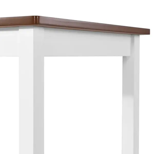 5-osaline baarilaua ja baaripukkide komplekt, pruun-valge, MDF lauaplaat ja täispuidust raam, laud 108 x 60 x 91 cm – 9