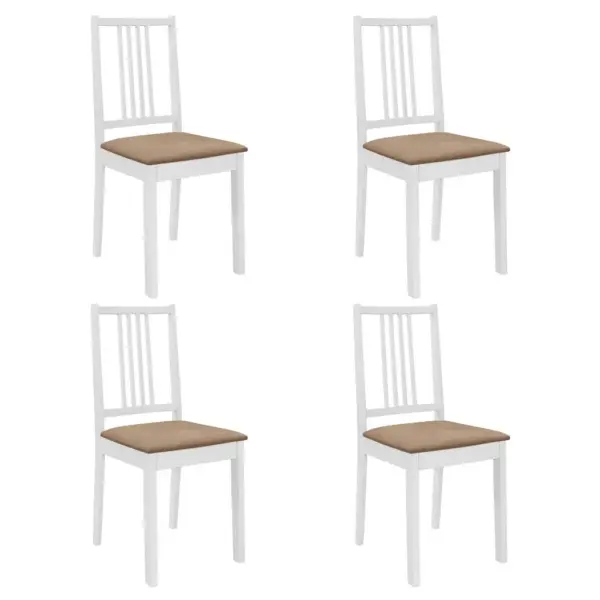 5-osaline ümmargune söögitoakomplekt, kummipuu ja MDF, valge/pruun – 5