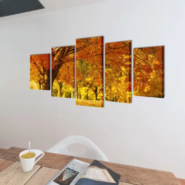 5-osaline lõuendist seinamaalikomplekt vahtrapuudega, 200 x 100 cm – 2