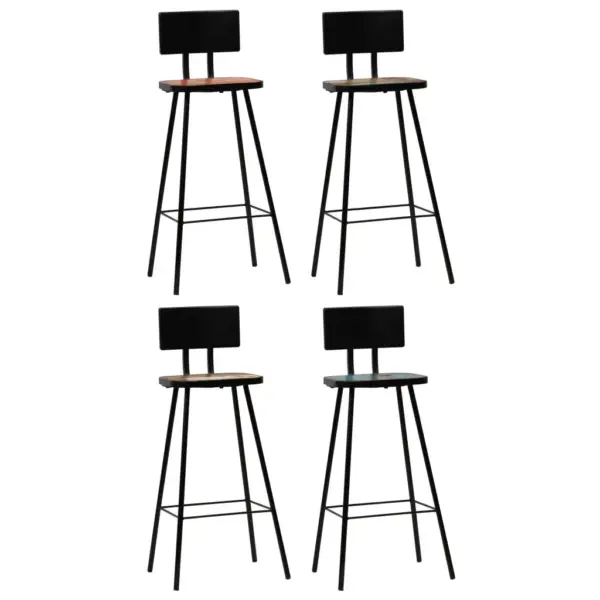 5-osaline baarikomplekt valge MDF-baarilauaga ja taaskasutatud puidust baaripukkidega, laud 120 x 60 x 105 cm – 6