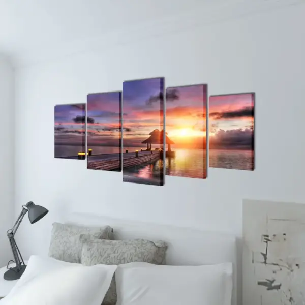 5-paneeliline seinamaalikomplekt rannavaatega paviljoniga, 200 x 100 cm – 2