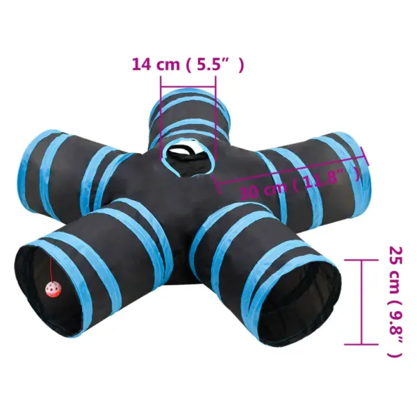 5-suunaline kokkupandav kassitunnel piiluauguga, must-sinine, Ø 25 cm, polüester – 6