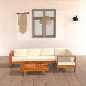 6-osaline akaatsiapuidust aiamööbli komplekt patjadega, laud 100 x 60 cm