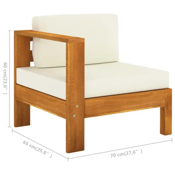 6-osaline akaatsiapuidust aiamööbli komplekt patjadega, laud 100 x 60 cm – 8