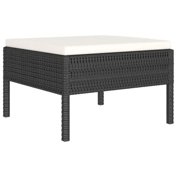 6-osaline modulaarne aiamööbli komplekt PE-rotangist, must, kreemjasvalgete patjadega – 5