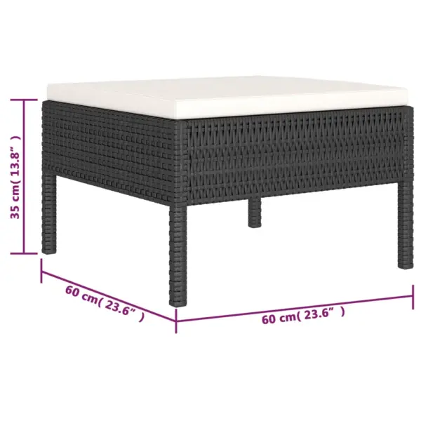6-osaline modulaarne aiamööbli komplekt PE-rotangist, must, kreemjasvalgete patjadega – 8