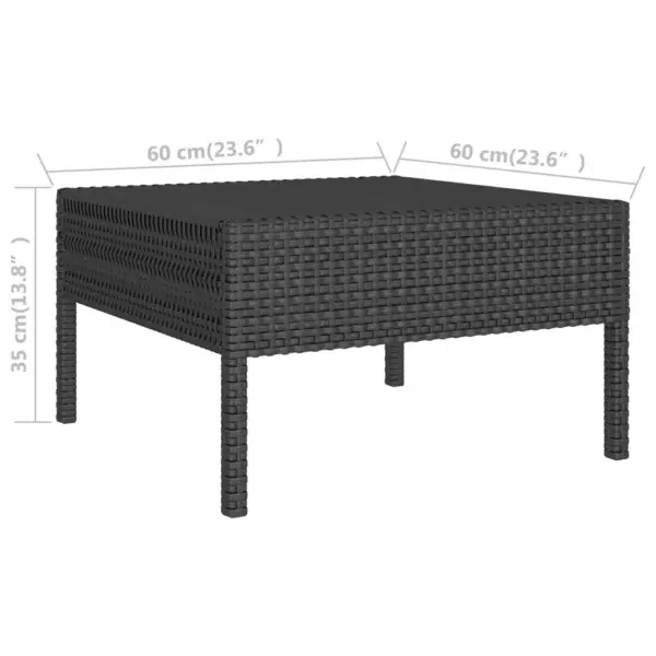 6-osaline must polürotangist aiamööbli komplekt patjadega, modulaarne diivan ja 2 teelauda – 8