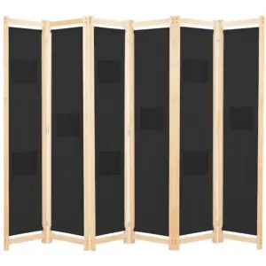 6-paneeliline ruumijagaja taskutega, must kangas, kuusepuidust raam, 240 x 170 cm