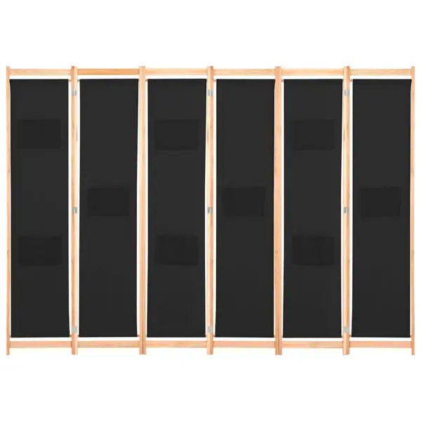6-paneeliline ruumijagaja taskutega, must kangas, kuusepuidust raam, 240 x 170 cm - 2