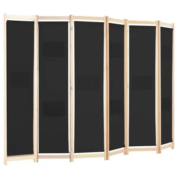 6-paneeliline ruumijagaja taskutega, must kangas, kuusepuidust raam, 240 x 170 cm - 3
