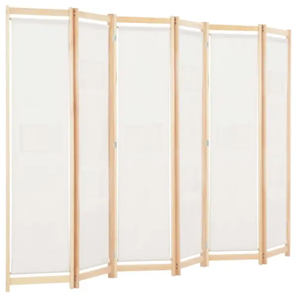 6-paneeliline ruumijagaja sirm taskutega, kreemjasvalge kangas, kuusepuidust raam, 240 x 170 x 4 cm - 3