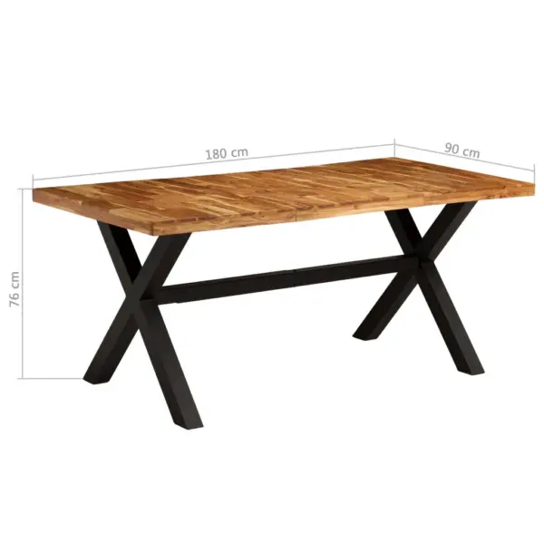 7-osaline söögimööbli komplekt akaatsia- ja mangopuidust lauaga, pulbervärvitud terasjalgadega, laud 180 x 90 x 76 cm – 12