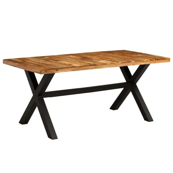 7-osaline söögimööbli komplekt akaatsia- ja mangopuidust lauaga, pulbervärvitud terasjalgadega, laud 180 x 90 x 76 cm – 6