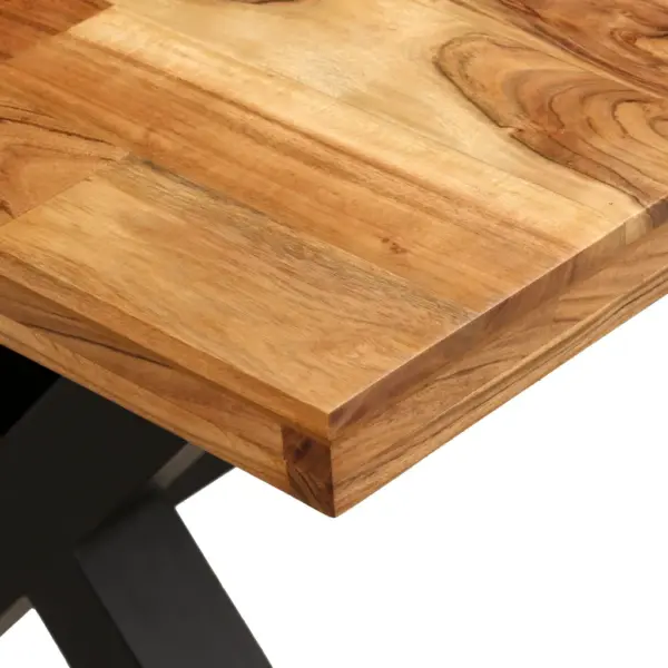 7-osaline söögimööbli komplekt akaatsia- ja mangopuidust lauaga, pulbervärvitud terasjalgadega, laud 180 x 90 x 76 cm – 7