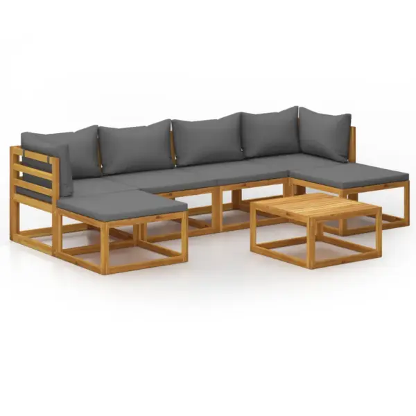 7-osaline akaatsiapuidust aiadiivanikomplekt patjadega, tumehall, modulaarkujundusega – 2