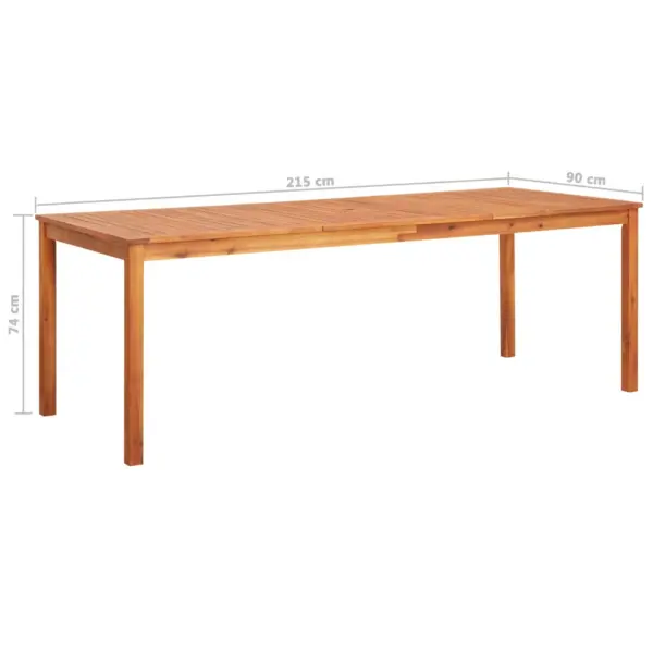 7-osaline aiamööbli komplekt akaatsiapuidust söögilaua ja toolidega, istmepatjadega, laud 215 x 90 cm – 8