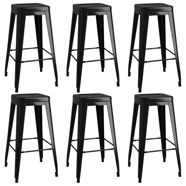 7-osaline baarikomplekt valge MDF-baarilauaga ja mustade virnastatavate metallpukkidega, laud 120 x 60 x 105 cm – 6
